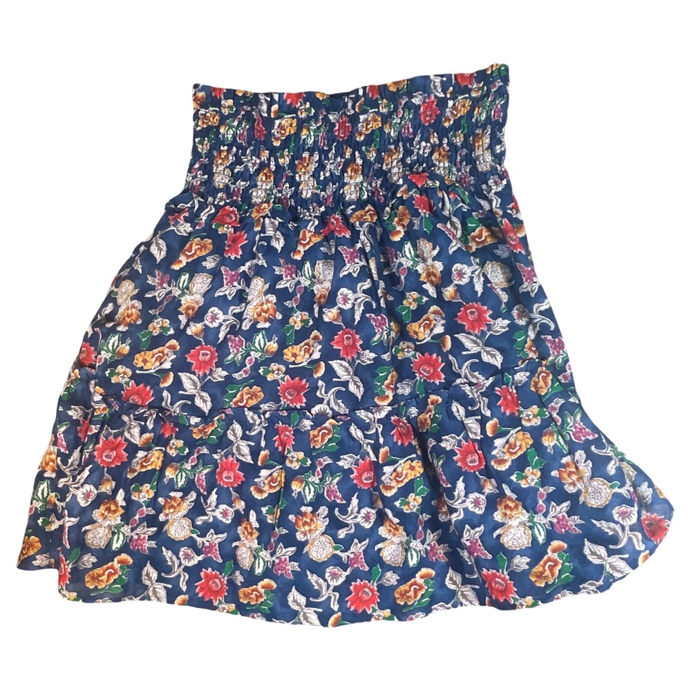 Lauren Ralph Lauren Floral Smocked Waist Midi Skirt - Blue Multi size 2